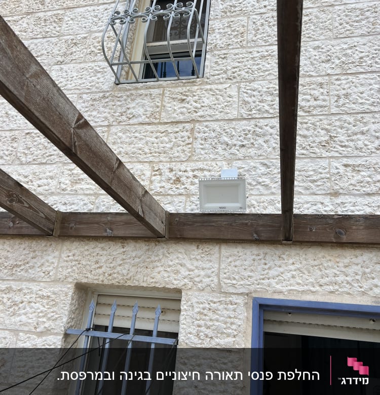 תיבת חשמל מותקנת על קיר חיצוני של בניין.